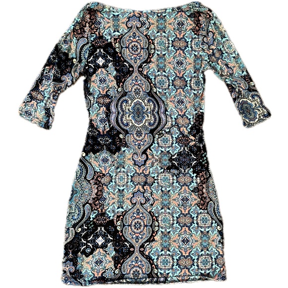 Hot Mama Bodycon Paisley Patterned Maternity Dress, Size Large - Picture 2 of 5